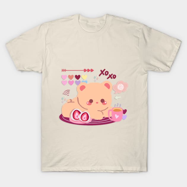 Kawaii Bear Chilling T-Shirt by Cerverie